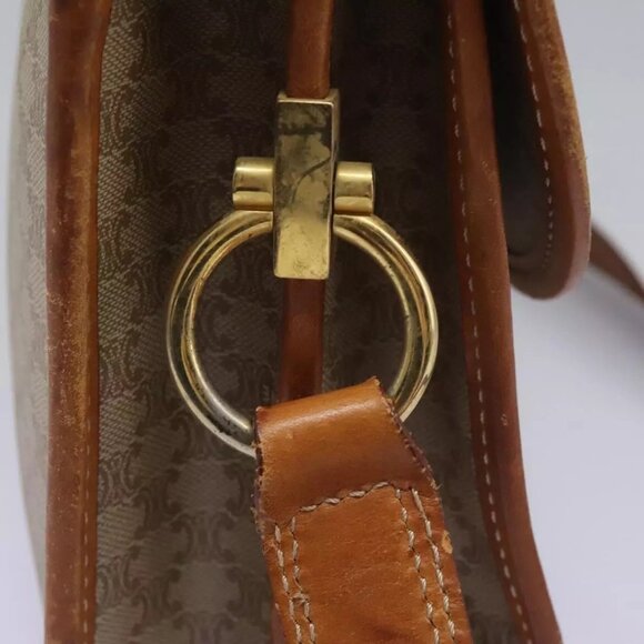CELINE Macadam Canvas Shoulder Bag Beige Gold Auth - Picture 8 of 16